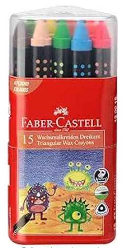 Faber - Castell Triangular 75mm Wax Crayons (Pack of 15)